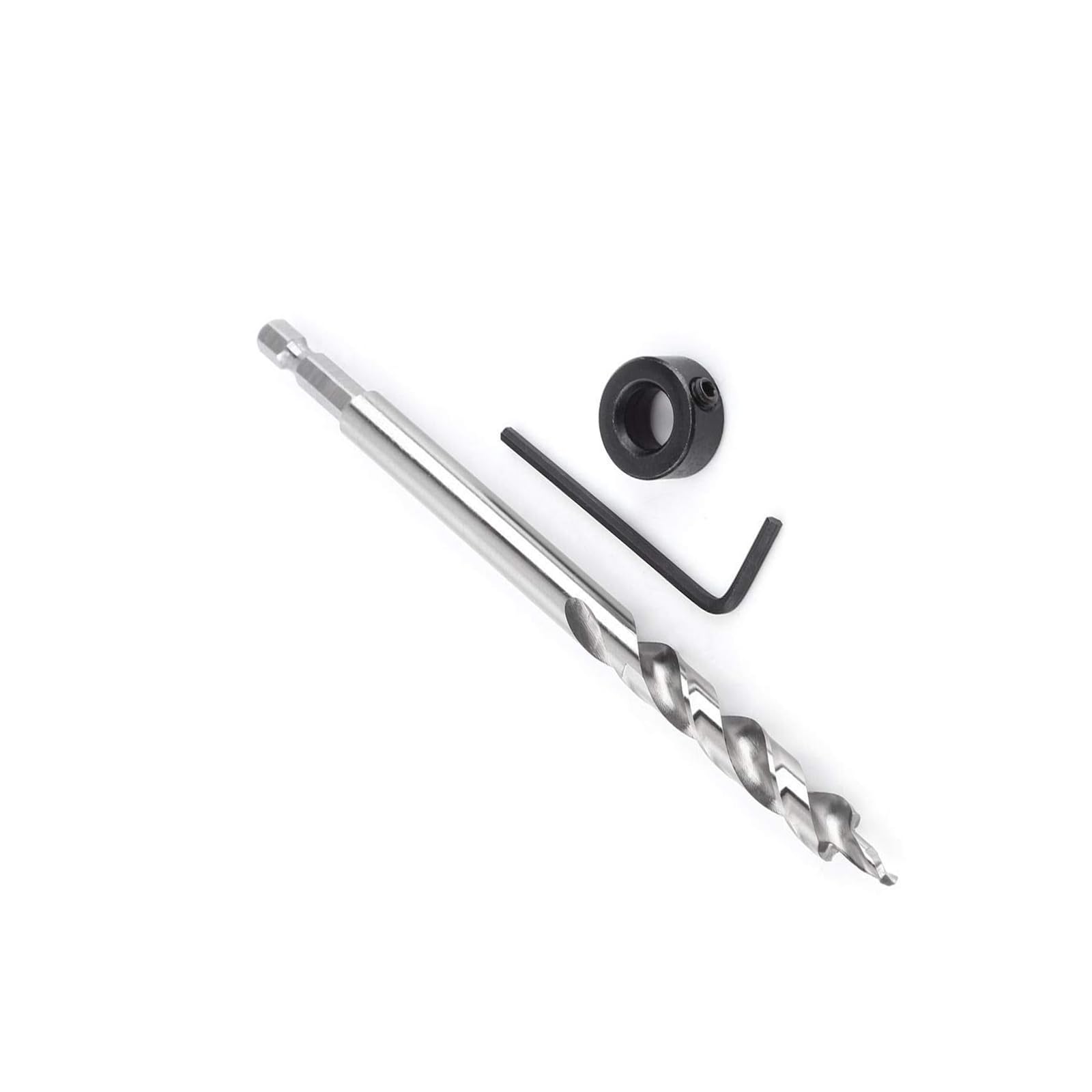Wjelet 9.5mm(3/8”) Pocket Hole Drill Bit,Hexagonal Shank Drill Bit with Drill Depth Stop for Manual Pocket Hole Jig System Grill Guide Drill Tools Kit
