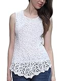 ZANZEA Womens Chiffon Lace Sleeveless Round Neck Embroidery 8Colors Vest Tops