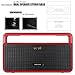 Bluetooth Speakers, Basse Portable Wireless Bluetooth Speakers with FM Radio, 10 Hour Playtime, Built-in Mic, Dual-Driver Enhanced Bass Surround BoomBox Subwoofer for Indoor / Outdoor - Red