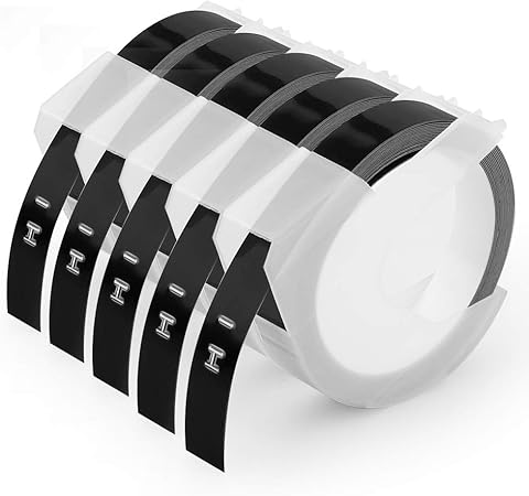 Amazon Com Oozmas Compatible Label Tape Replacement For Dymo Embossing Tape 3 8 Inch 3d Plastic Labels White On Black For Organizer Xpress Pro Dym Office Mate Ii 5 Pack Office Products