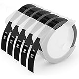 Oozmas Compatible Label Tape Replacement for Dymo Embossing Tape 3/8 Inch 3D Plastic Labels 1741670 White on Black for Organi