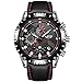 Mens Black Leather Wrist Watches Analog Quartz Chronograph Casual Auto Date Fashion Black Design