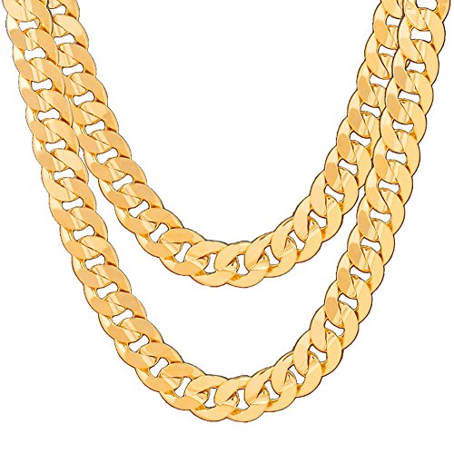 Mens Hip-Hop Tanks Chain 18K Gold-plated Non-fading Necklace (60cm-5mm)