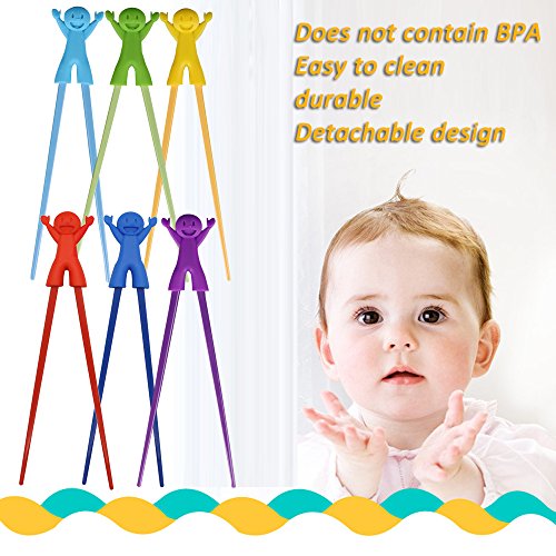 6 Pairs of Easy-to-Use Training Chopsticks with Helpers, SourceTon's Training Chopstick for Right or Left-Handed Kids Teens Adults Beginners.- Smile
