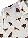 Clothink Women White Bird Print Shirt Collar Long Sleeve Button Up Shirt
