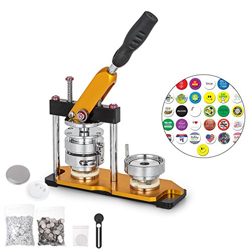 VEVOR Button Maker 58mm Badge Machine with 200 Sets Circle Button Parts Rotate Button Badge Maker Punch Press Machine for DIY Badges