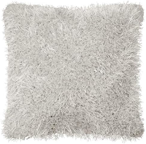 Nothing Beyond Plush Shag Decorative Pillow, 18" X 18", Light Grey