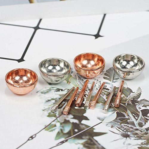 Zeroyoyo 1:12 Miniature Food Play House Mini Bowls and Chopsticks Dollhouse Kitchen Decoration Accessories Coppery