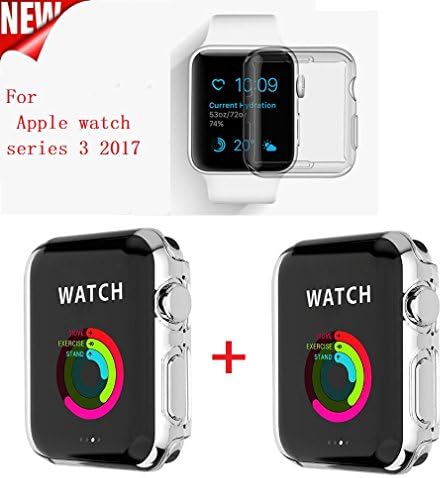 Sfmn Apple Watch Series 3 Case, 2pack iWatch 3 Case Soft TPU Clear Screen Protector for Apple Watch 3 (42MM TPU Case)