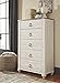Signature Design by Ashley Willowton 5 Drawer Chest of Drawers, Two-tone Brown and Whitewash