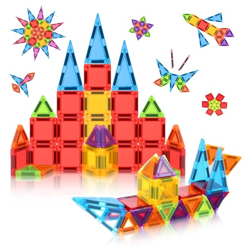 Magnetische Bausteine Spielzeug, STEM Magnetische Bauklötze Sets, Fahrende Mini-Magnetkacheln für Kleinkinder für 3 4 5 6 7 8 Jahre Junge Mädch 32 Stück