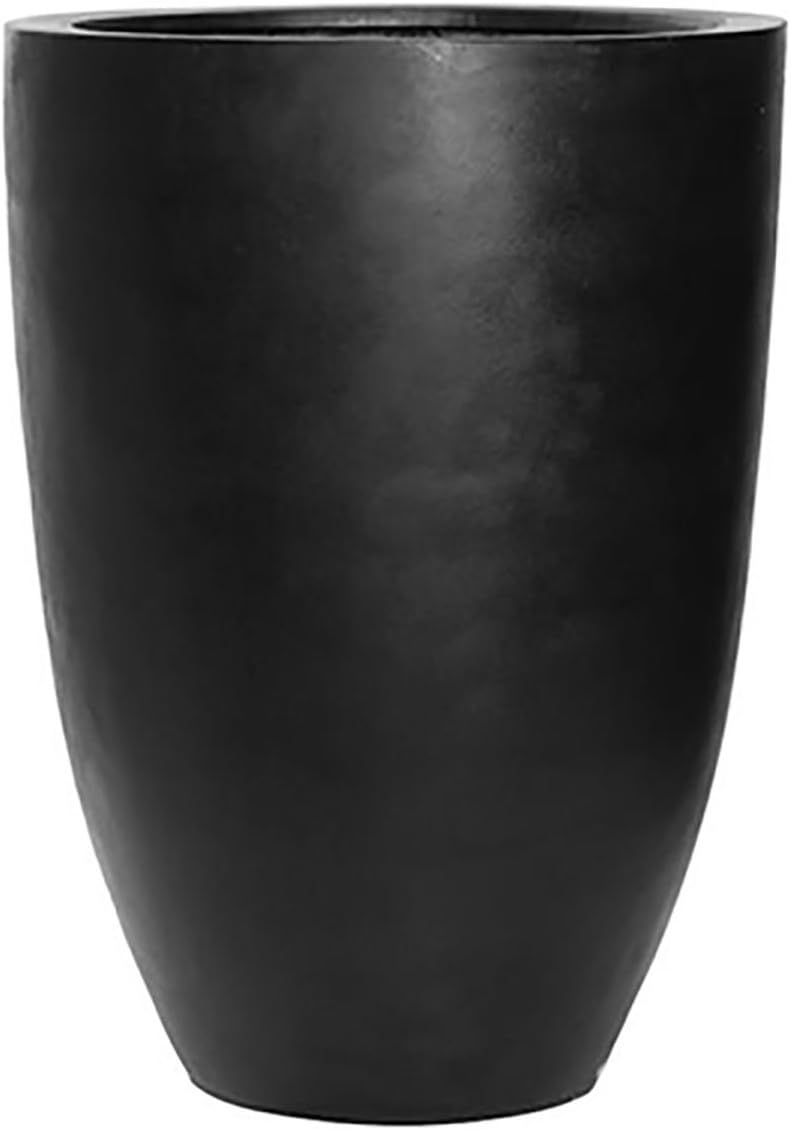 Amazon Com Pottery Pots Ben Xl Tall Black Flower Planter Tapered Cylinder Fiberstone Vase 28 H X 20 5 W Home Kitchen