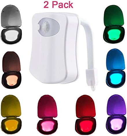 Toilet Nightlight Motion Activated, NOT HOME® 8 color Toilet Hanging Lamp, LED Motion Activated Nightlight Sensor, for Home Bathroom Toilet (2 X pack)