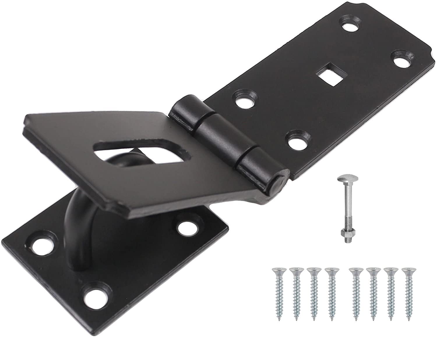 TERF® Heavy Duty Hasp and Staple Set Black 185mm Security Door Padlock Latch including Fixing Screw For Use with Outdoor Cabinet Cupboard Cage Gate Shed Commercial and Multi Purpose Use - 185mm