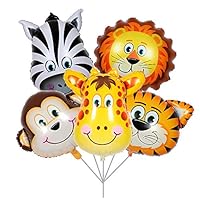 BALONAR 5pcs Tiger Lion Zebra Monkey Graffe Foil Balloons Animal Balloons for Child Birthday Party Supplies Cute Baby Shower Decorations