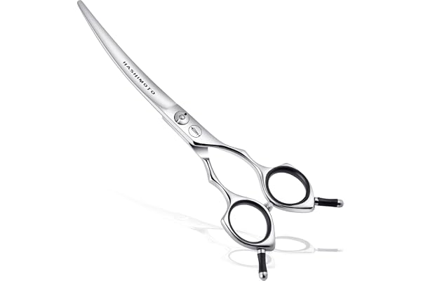 HASHIMOTO Dog Grooming Scissors, Curved Scissors for Dog Grooming, 6.5 inch, 30 Degree of Curved Blade,Light Weight, Pet Shea