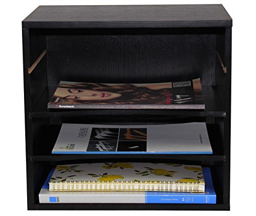 PAG Mail Sorter Organizer, Wood Countertop Literature Organizer, Office Supplies Desktop File Bill Paper Organizer for Office Home School, 4 Compartments, Black - Thumbnail 7