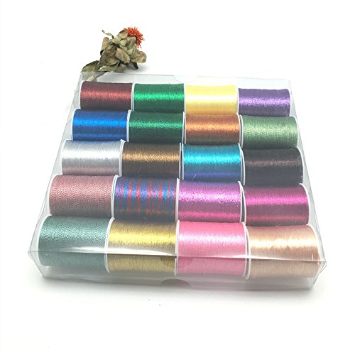 YEQIN 20 spools metallic thread embroidery thread sewing thread Set (Each spool 60 metres)