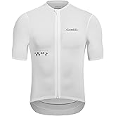 Santic Men's Cycling Jersey Short Sleeve Tops Bicycle Bike Shirt Full Zipper UPF 50+ Bicycle Jersey with Pockets