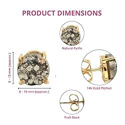 Gempires Natural Pyrite Raw Crystal Stud Earrings