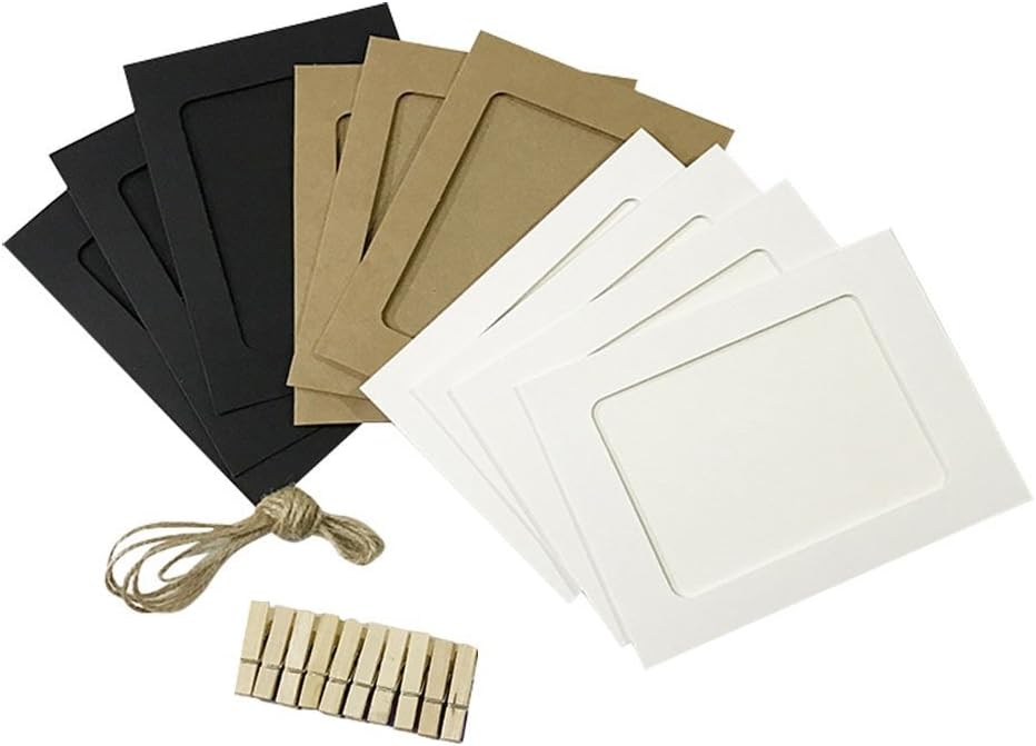 Zatogoo 5 X 7 Inch Paper Picture Photo Frames 3 Colors Diy Cardboard Photo Frame With Clips And String Amazon Co Uk Kitchen Home