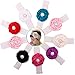 DZT1968® Baby Girl Wide Lace Turban Headband Head Wrap Hair Band With Pearl Flower (Pink)
