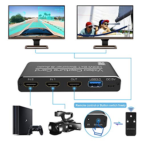 Capture Card, HDMI 2×1 switcher & Audio Video Capture Cards High