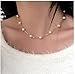 PEXKO Bridal 925 Silver Artificial Faux Pearls White Tin Cup Short Necklace