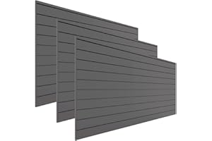 Proslat Garage Storage PVC Slatwall Panels -3 Packs of 8 ft. x 4 ft. Sections (30 Single Slats which make up 96 sq.ft) (Charcoal) (Dark Gray)