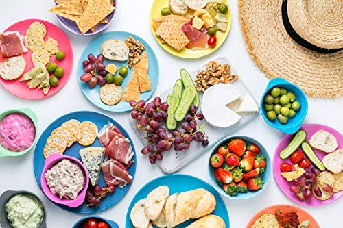 BOBO&BOO Adult-Sized (10inch) Eco Friendly Bamboo Plates for Adults & Kids | 4 Set | Durable Bamboo Dinnerware Set for Home, Picnic & Party Time - BPA Free - Dishwasher Safe - FDA Approved - COASTAL