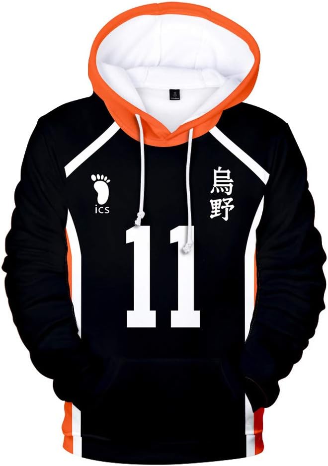 Xiao Maomi Haikyuu Cosplay Costume Hinata Shoyo Hoodie Casual Hooded Sweatshirt Pullover Sweater for Adult Halloween
