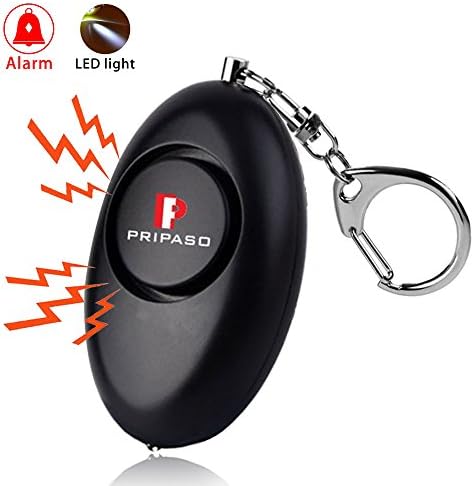 Pripaso 120dB Emergency Personal Alarm Keychain With LED Flashlight, Personal Protection System For Elderly, Kids, Women, Adventurer, Night Workers (1 Pack, Black)