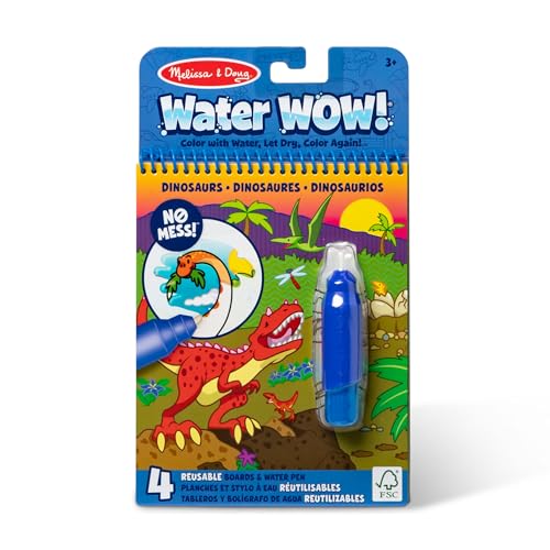 Melissa & Doug - Wassereinfaerbungsbrett – Dinosaurier, Dinosaurier malen mit Wasser Malbuch, Wassermalbuch ab 3 4 5 6 Jahre, Magic Water Colouring Book, Wasserzauber Malbuch, Malbuecher fuer