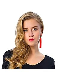 Pendientes largos con borla hechos a mano para mujer