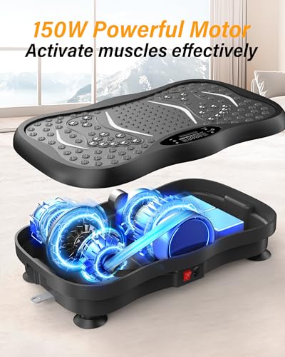 Vibration Plate Exercise Machine for Home Workout, 5 Programme Modes & 99 Speed Levels, Full Body Training Vibration Plate with Resistance Bands, LED Display & Remote Control, 330 lbs Capacity