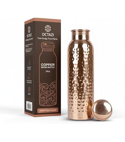 Amazon.com: OCTAZI Pure Copper Water Bottle 1 L – 100% Unlined
