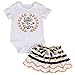 Baby Girl Big &Little Sister Bodysuit Tops Bowknot Striped Skirts Dress Set (0-6 Months, Little Sister)