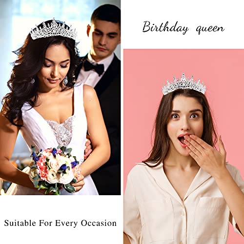 Birthday Crown for Women Happy Birthday Queen Sash Crystal Birthday Tiara Crowns for Girls Rhinestones Headband Gift Party Birthday Decoration Set (Silver) Summer