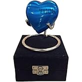 Blue Heart Keepsake Urn - Small Beautiful Urn for Ashes - Beach Handmade Mini Urns & Stand with Box - Honor Your Loved One Perfect for Adults