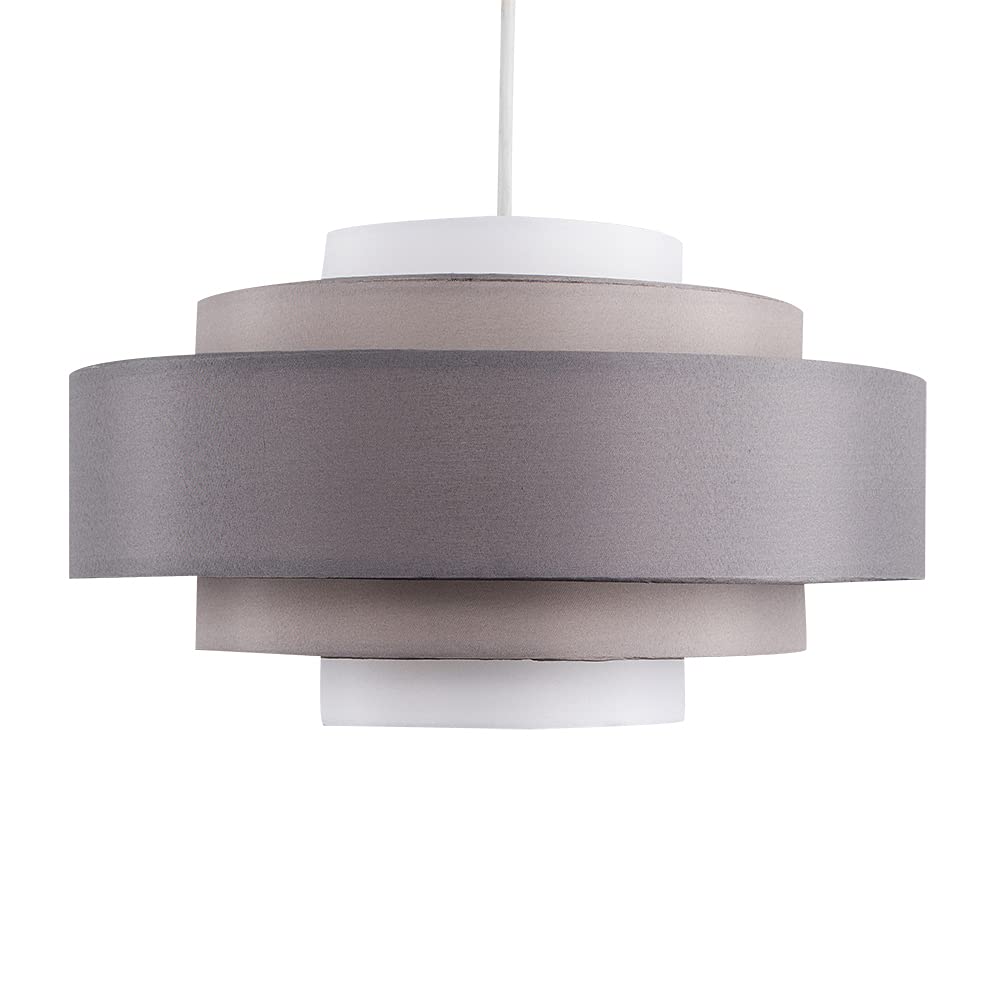 MiniSun | Modern 5 Tier Ceiling Light Shade in a 3 Tone Grey Finish | Pendant Lights, Home Décor & Improvement Essential | 35cm Shade Width