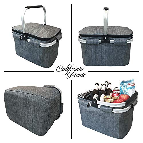 Large Insulated Picnic Basket Cooler 7.7 Gal Capacity Leakproof