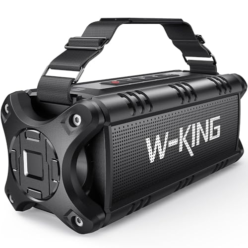 W-KING Bluetooth Lautsprecher, 90W Peak Subwoofer Outdoor Lautsprecher, IPX6 Wasserdicht, Tragbarer Musikbox Deep Bass, Boombox, DSP, 40H Akku, AUX, E
