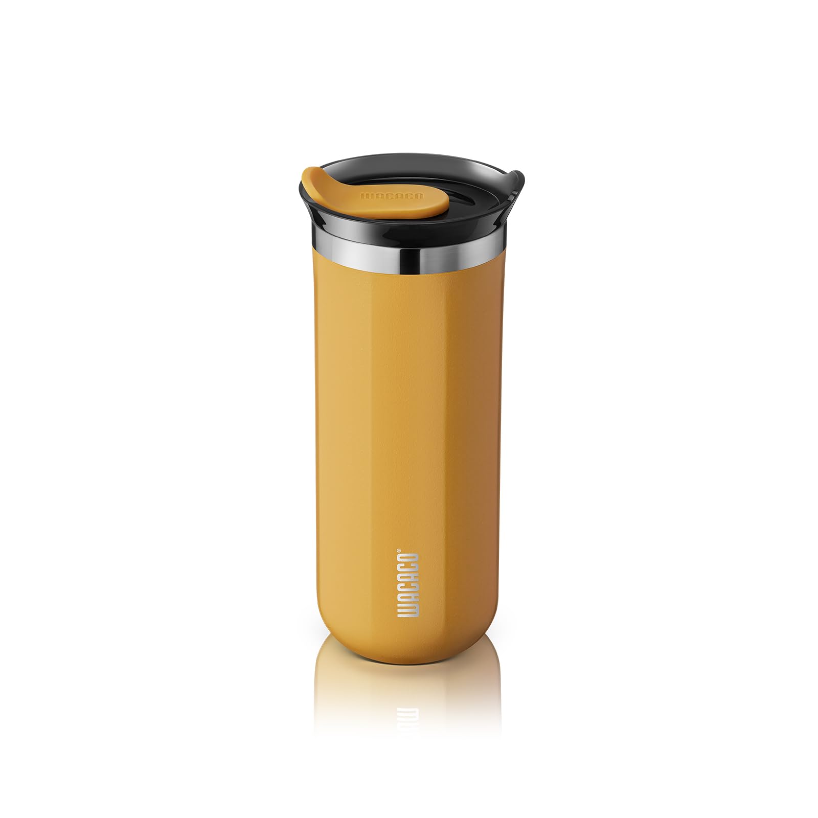 WACACO Octaroma Grande Vacuum Insulated Coffee Mug, Double-Wall Stainless Steel Travel Tumbler with Drinking Lid, 15 fl oz (435ml), Yellow