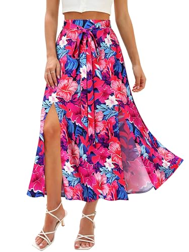 Women's Hawaiian Beach Vacation Skirt Tropical Maxi Slit Skirt with Pockets at Amazon