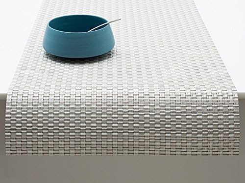 Chilewich Wicker Table Runner in Platinum 14" X 72"