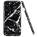 JAHOLAN Black Marble Design Clear Bumper Glossy TPU Soft Rubber Silicone Cover Phone Case Compatible with iPhone 7 iPhone 8