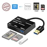 XQD/SD Card Reader Adapter, USB 3.0 Dual Slot Flash Memory Card Reader Connector High Speed(up to 5Gbp/s) Write SD(HC/XC), Sony G Series, Lexar USB Mark Card, Compatible with Windows/Mac OS System