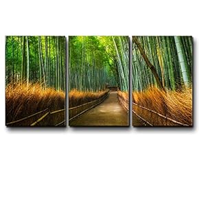 Three Piece Path with Bamboo Trees and Hay...