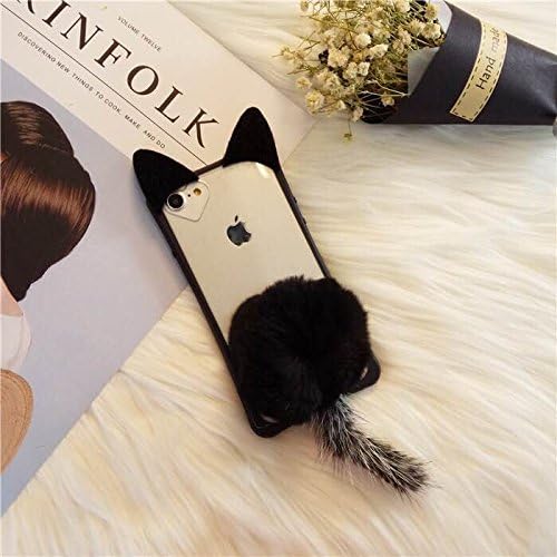 IPhone 6 Plus/6s Plus Case,Fashion Lovely Cartoon Cat Ears Plush with Furry Tail Phone Case Cover For iPhone 6 Plus/6s Plus (Fit for iPhone 6 Plus/6S Plus) (Black)