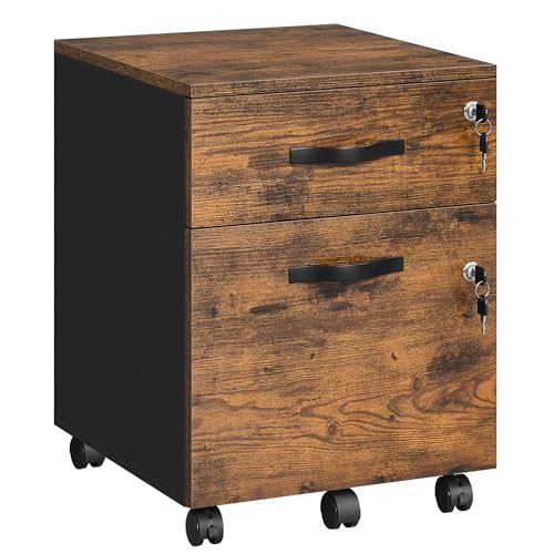 VASAGLE Rollcontainer abschließbar, Aktenschrank 2 Schubladen